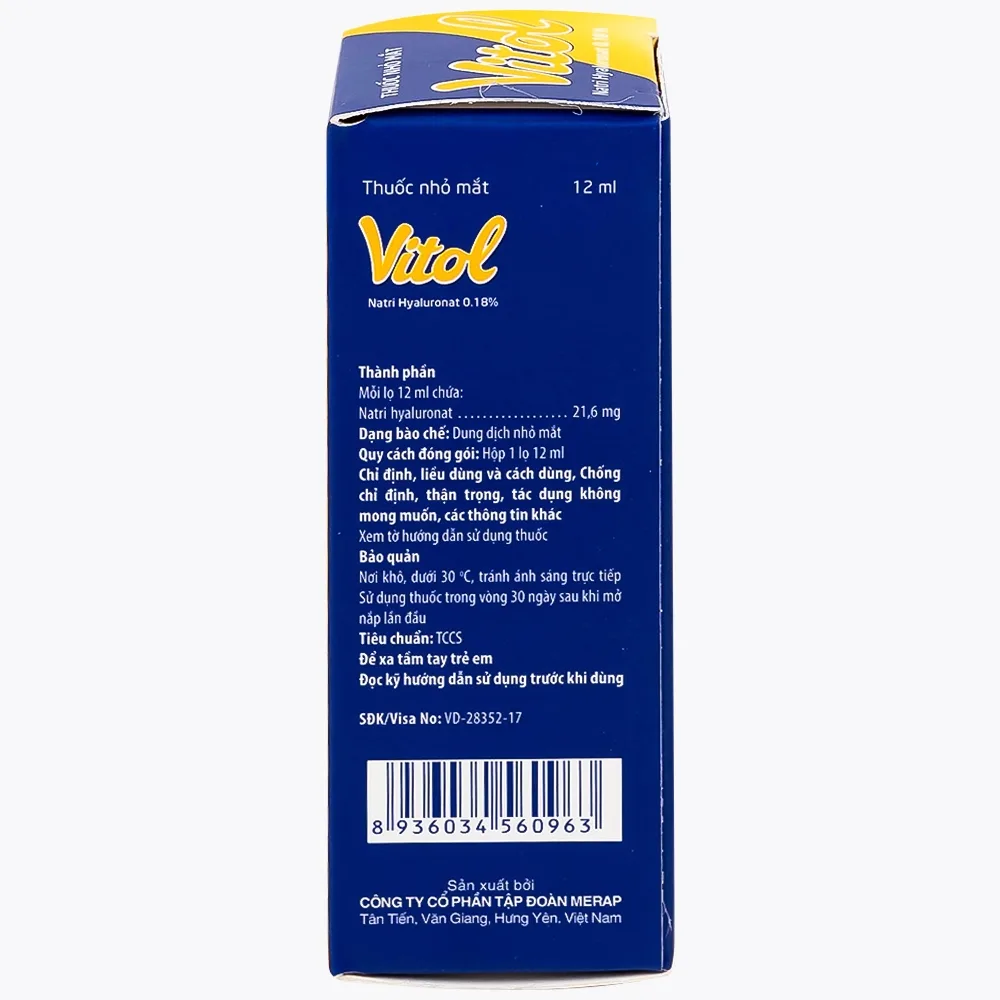 Hình ảnh Thuốc nhỏ mắt Vitol 12ml Merap dùng cho các tình trạng khô mắt