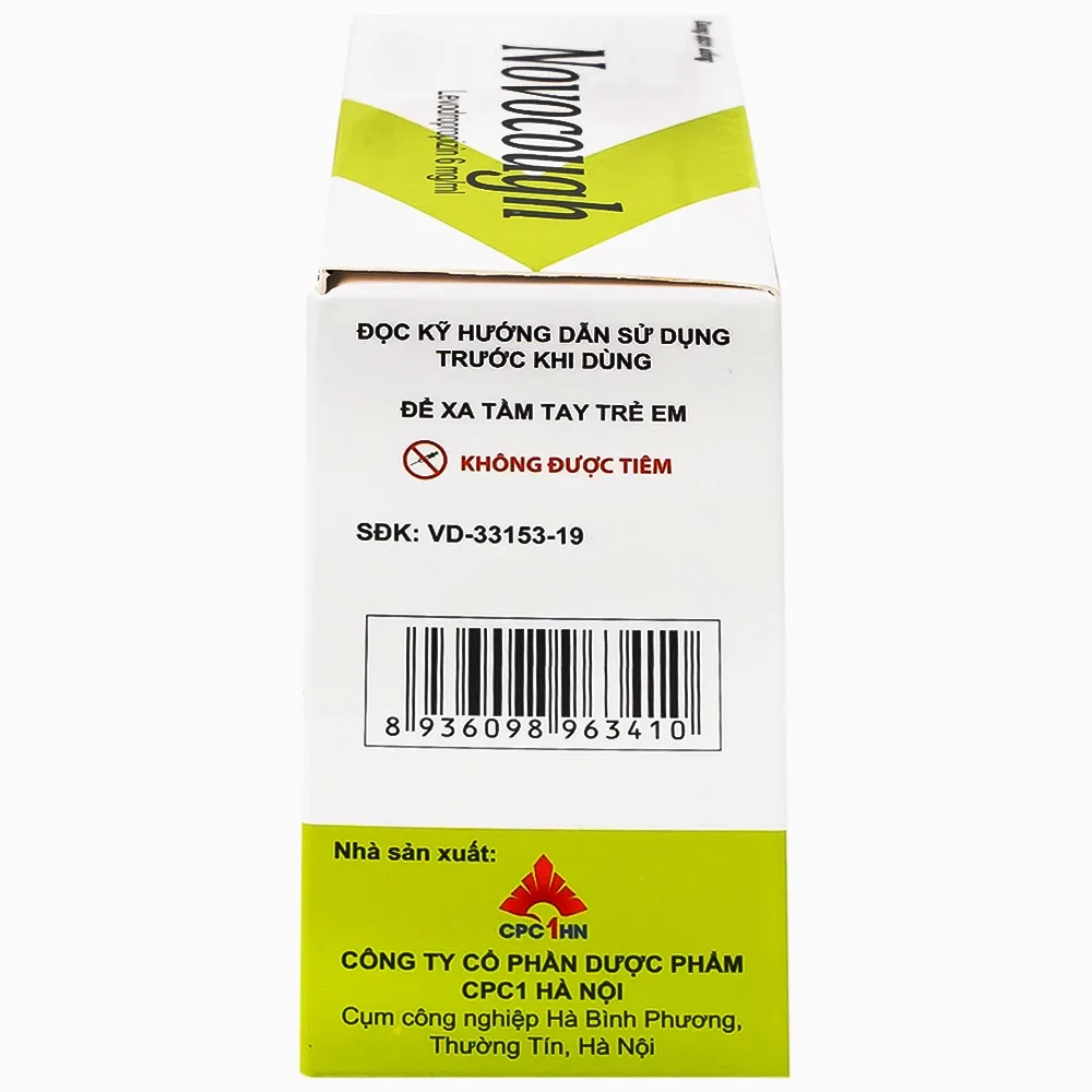 Hình ảnh Dung dịch uống Novocough 6mg/ml CPC1HN điều trị triệu chứng ho (20 ống x 5ml)