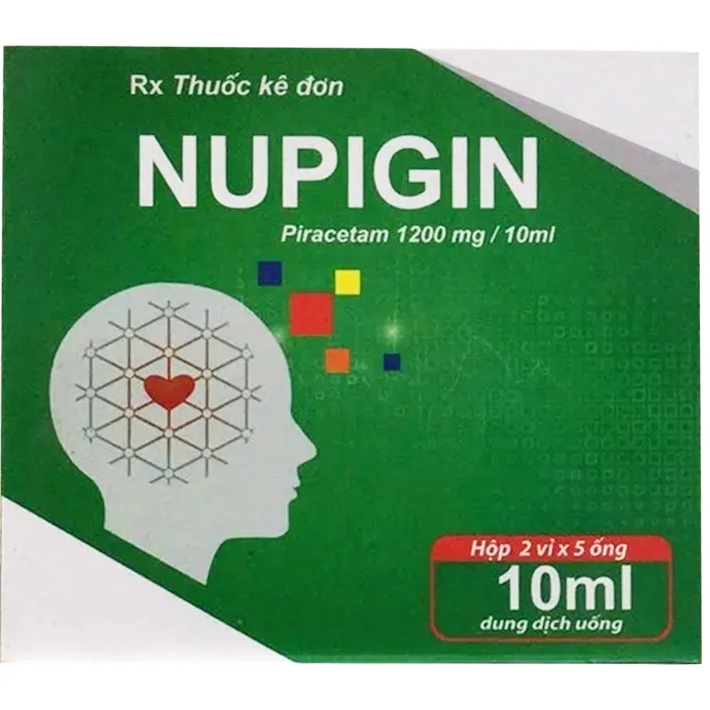 Hình ảnh Dung dịch uống Nupigin 1200mg/10ml CPC1HN điều trị rung giật cơ nguồn gốc vỏ não, thiếu máu não (2 vỉ x 5 ống)