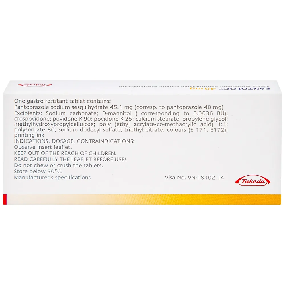 Hình ảnh Viên nén Pantoloc 40mg Takeda điều trị viêm thực quản trào ngược (1 vỉ x 7 viên) 