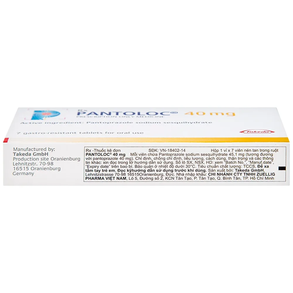 Hình ảnh Viên nén Pantoloc 40mg Takeda điều trị viêm thực quản trào ngược (1 vỉ x 7 viên) 