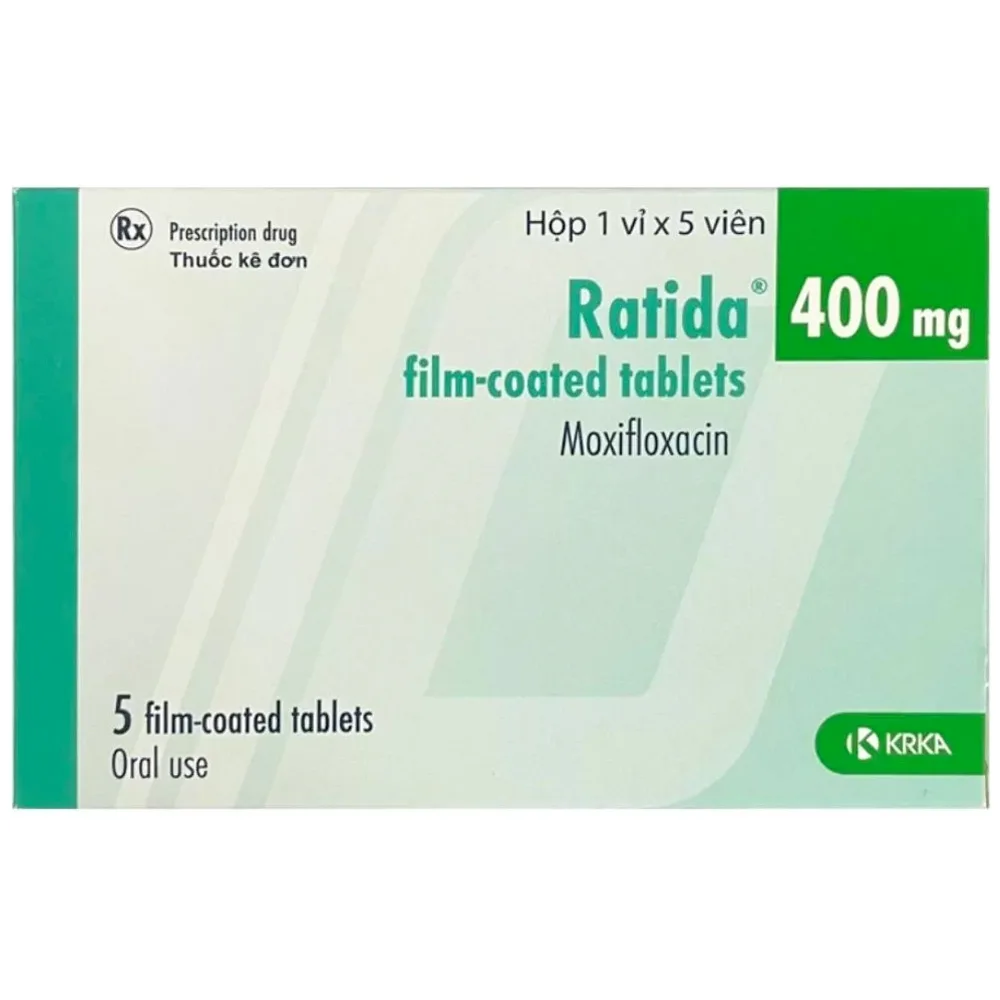 Hình ảnh Thuốc Ratida 400mg KRKA điều trị viêm phế quản mạn, nhiễm khuẩn xoang cấp (1 vỉ x 5 viên)