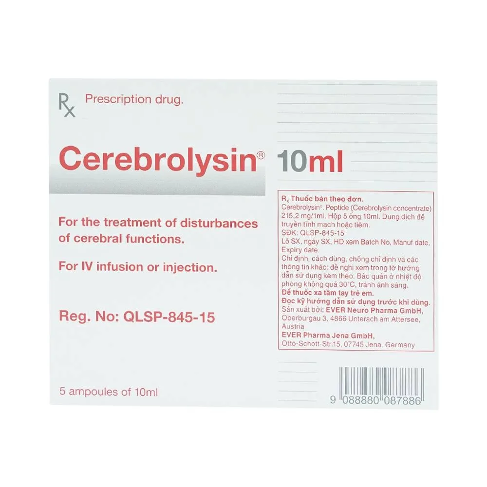 Hình ảnh Thuốc tiêm Cerebrolysin 10ml điều trị rối loạn trí nhớ, sa sút trí tuệ (1 vỉ x 5 ống x 10ml)