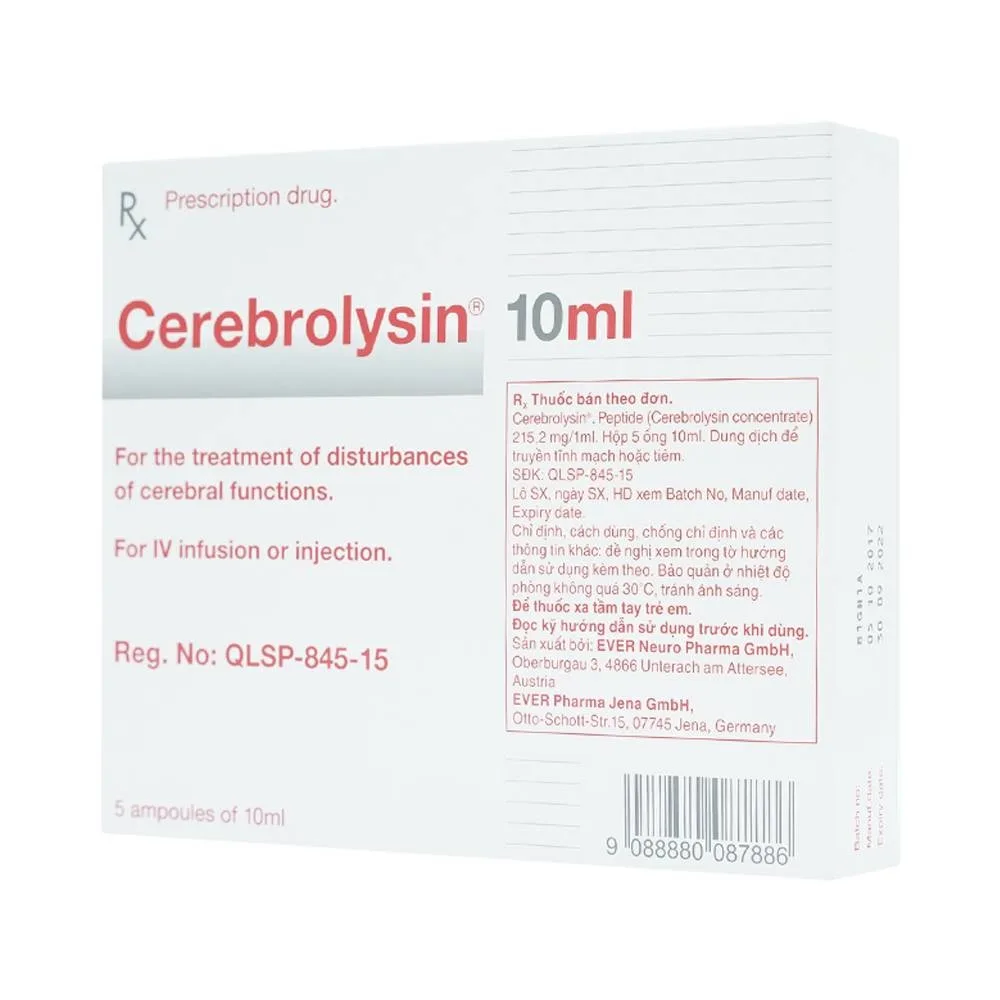 Hình ảnh Thuốc tiêm Cerebrolysin 10ml điều trị rối loạn trí nhớ, sa sút trí tuệ (1 vỉ x 5 ống x 10ml)