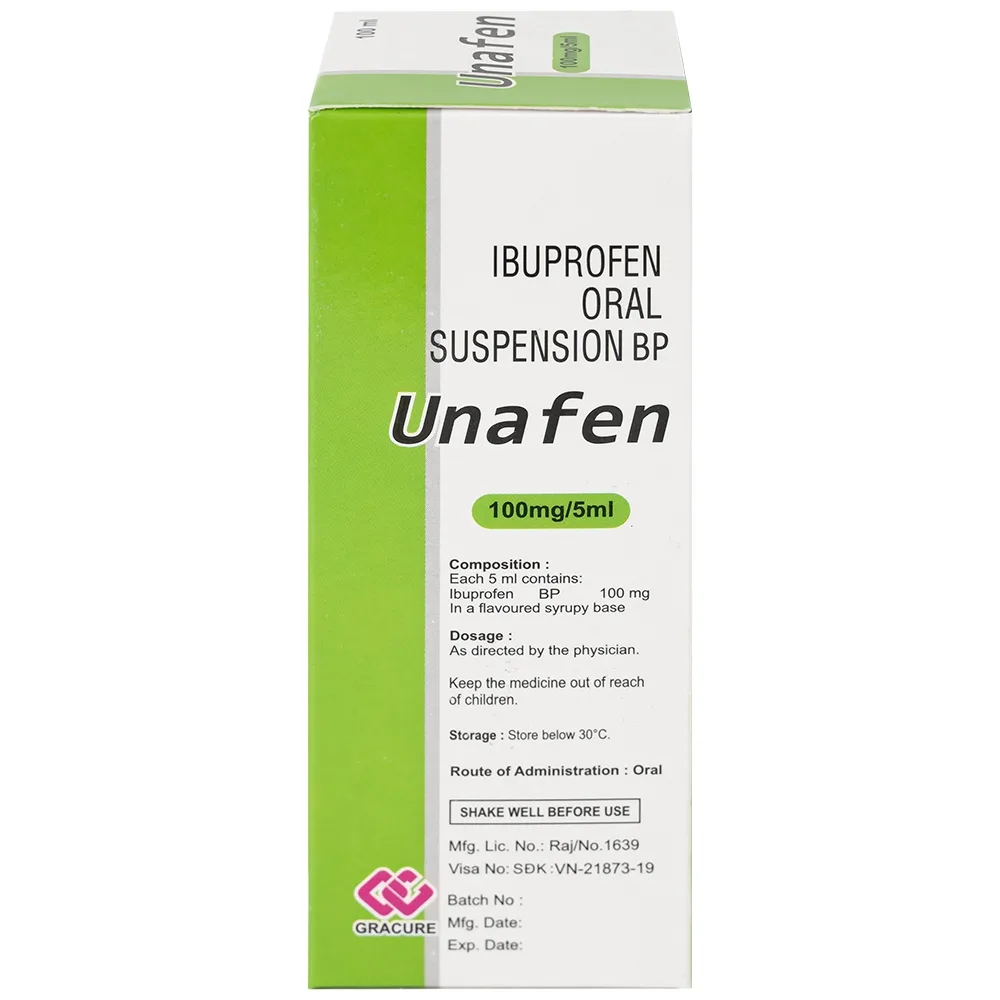 Hình ảnh Dung dịch uống Unafen 100mg/5ml Gracure giảm đau, kháng viêm, hạ sốt (100ml)
