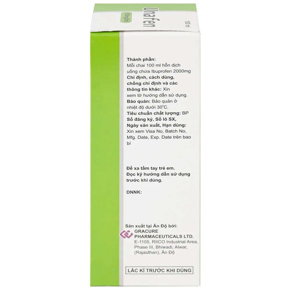 Hình ảnh Dung dịch uống Unafen 100mg/5ml Gracure giảm đau, kháng viêm, hạ sốt (100ml)