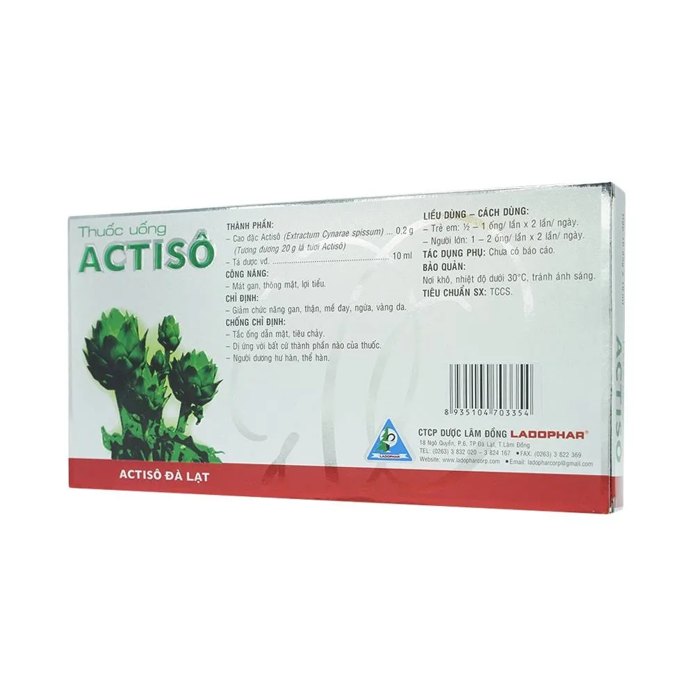 Hình ảnh Thuốc uống Actiso Ladophar mát gan, thông mật, lợi tiểu (10 ống x 10 ml)