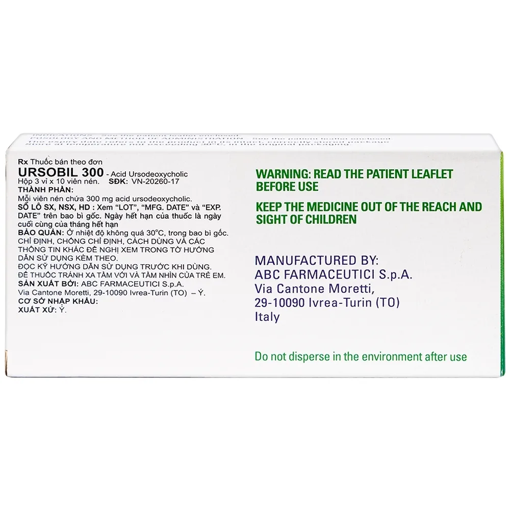 Hình ảnh Thuốc Ursobil 300 ABC Farmaceutici điều trị xơ gan mật, làm tan sỏi mật (3 vỉ x 10 viên)