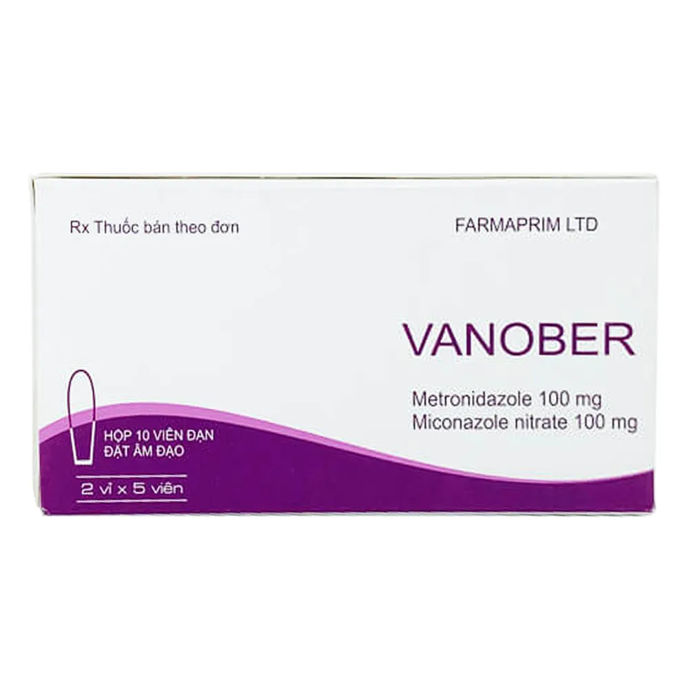 Hình ảnh Viên đặt âm đạo Vanober Farmaprim điều trị viêm âm đạo khí hư, ngứa rát (2 vỉ x 5 viên)