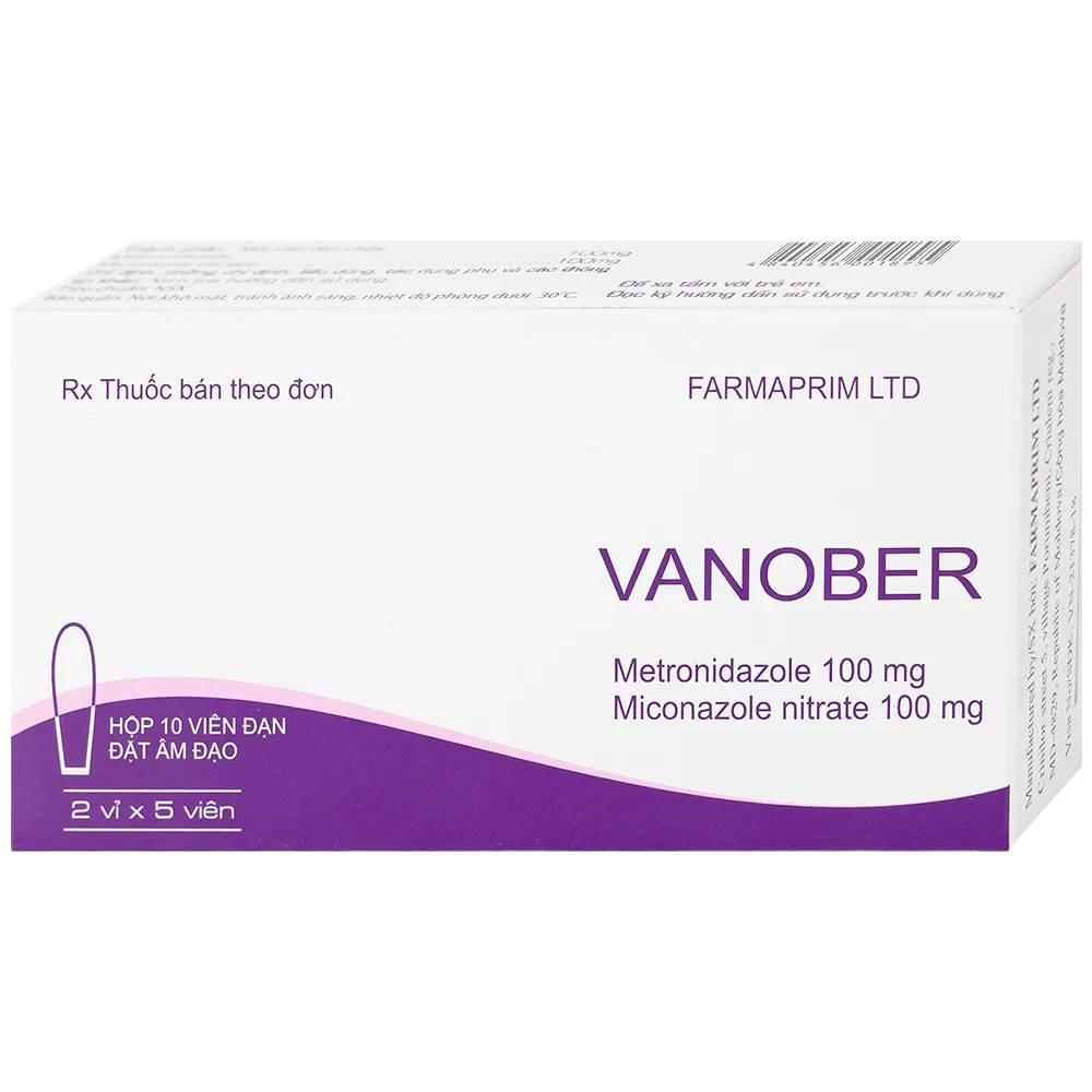 Hình ảnh Viên đặt âm đạo Vanober Farmaprim điều trị viêm âm đạo khí hư, ngứa rát (2 vỉ x 5 viên)