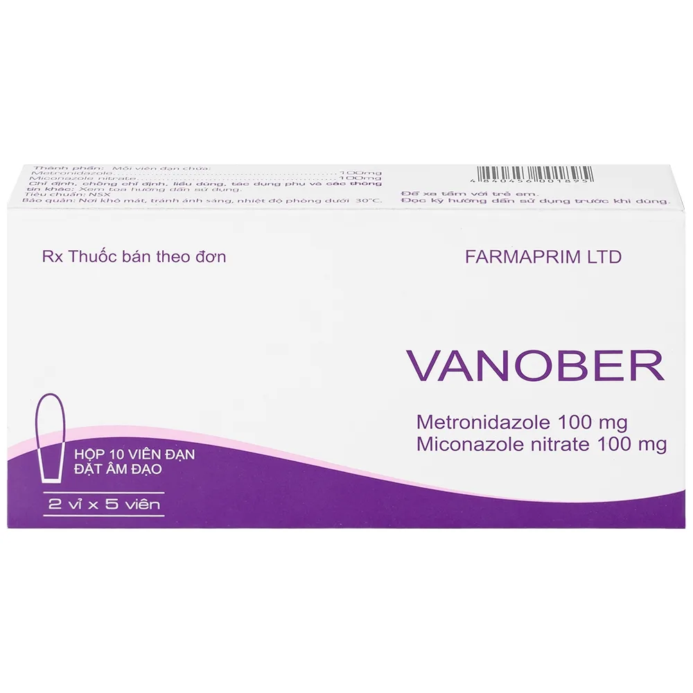 Hình ảnh Viên đặt âm đạo Vanober Farmaprim điều trị viêm âm đạo khí hư, ngứa rát (2 vỉ x 5 viên)