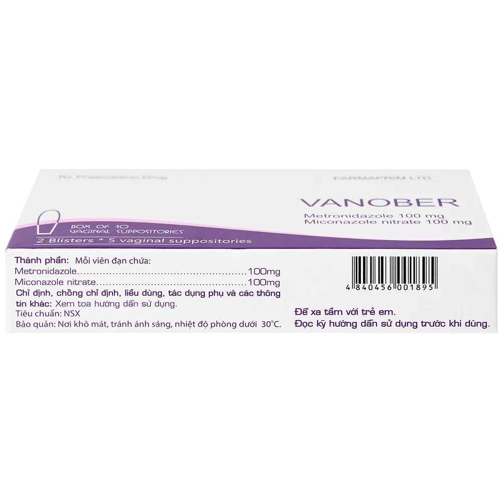 Hình ảnh Viên đặt âm đạo Vanober Farmaprim điều trị viêm âm đạo khí hư, ngứa rát (2 vỉ x 5 viên)