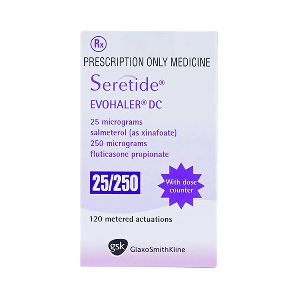 Hình ảnh Khí dung Seretide Evohaler DC 25/250 Gsk điều trị hen phế quản, tắc nghẽn phổi mạn tính (120 liều)