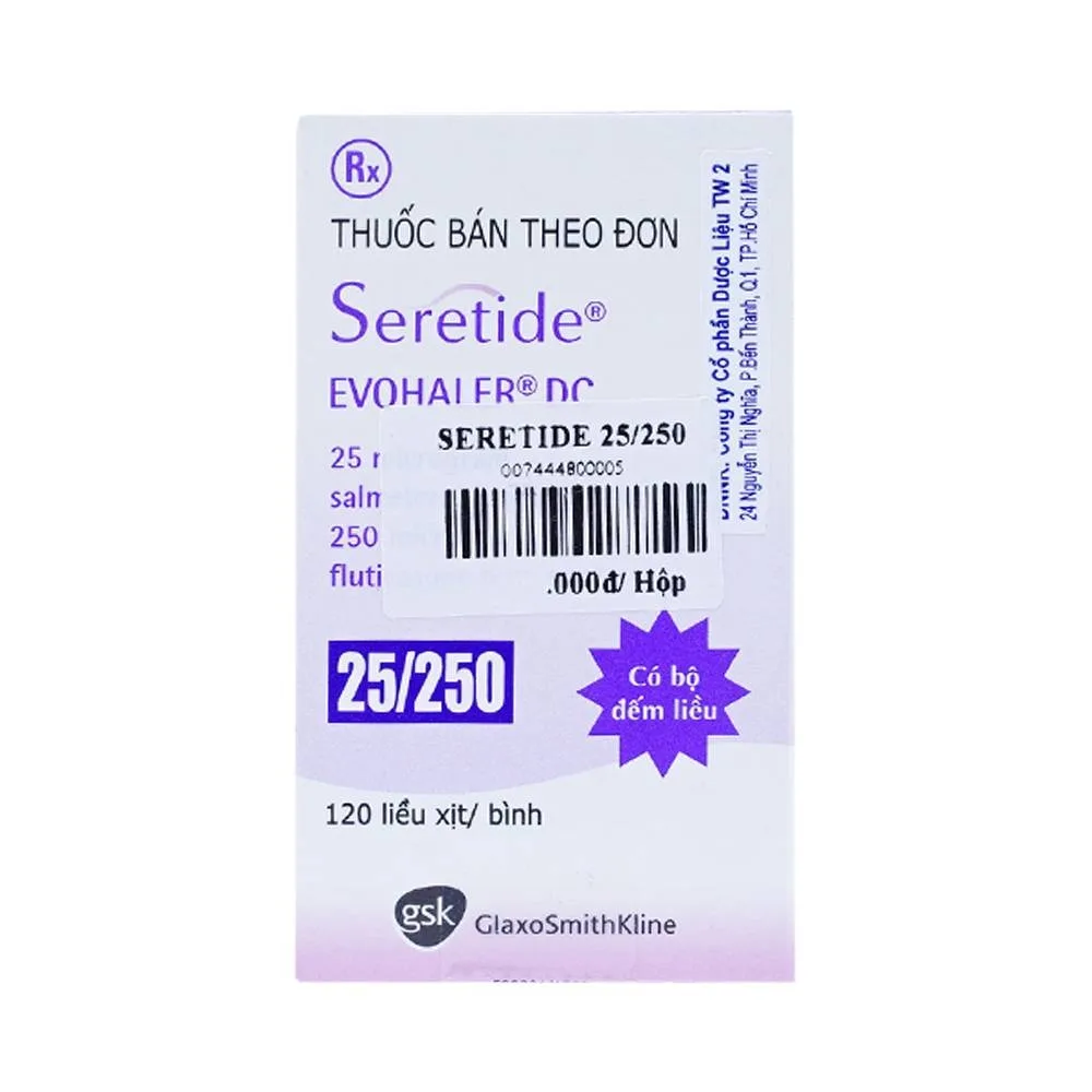 Hình ảnh Khí dung Seretide Evohaler DC 25/250 Gsk điều trị hen phế quản, tắc nghẽn phổi mạn tính (120 liều)
