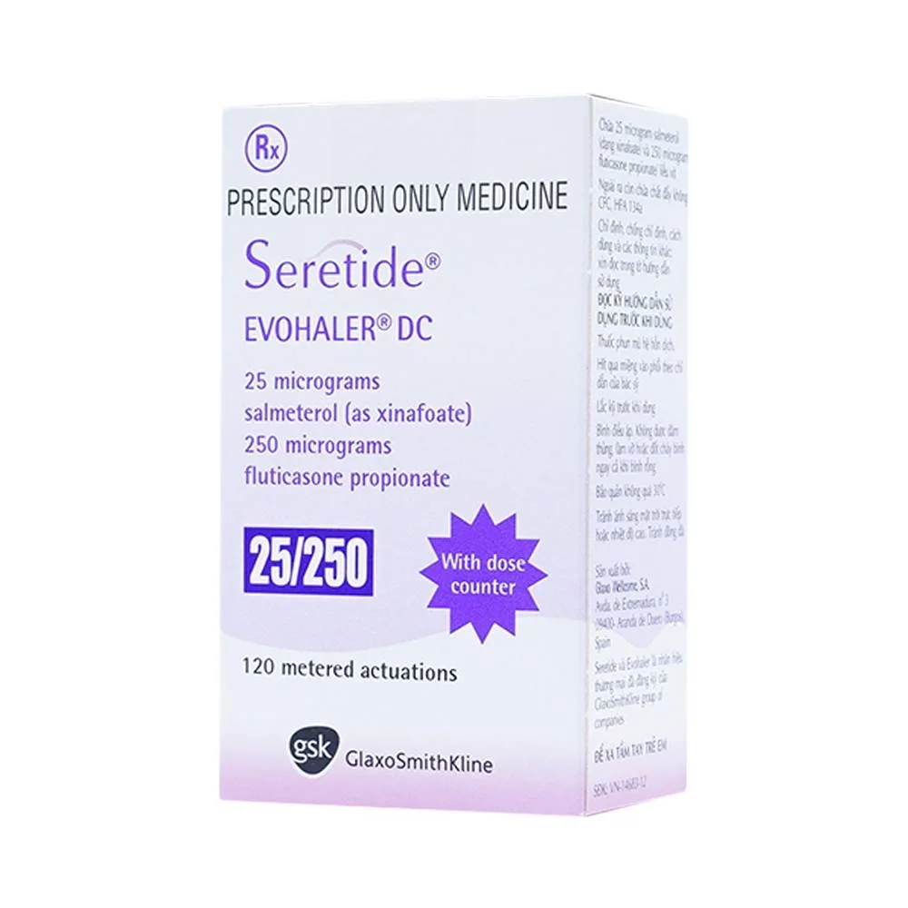 Hình ảnh Khí dung Seretide Evohaler DC 25/250 Gsk điều trị hen phế quản, tắc nghẽn phổi mạn tính (120 liều)