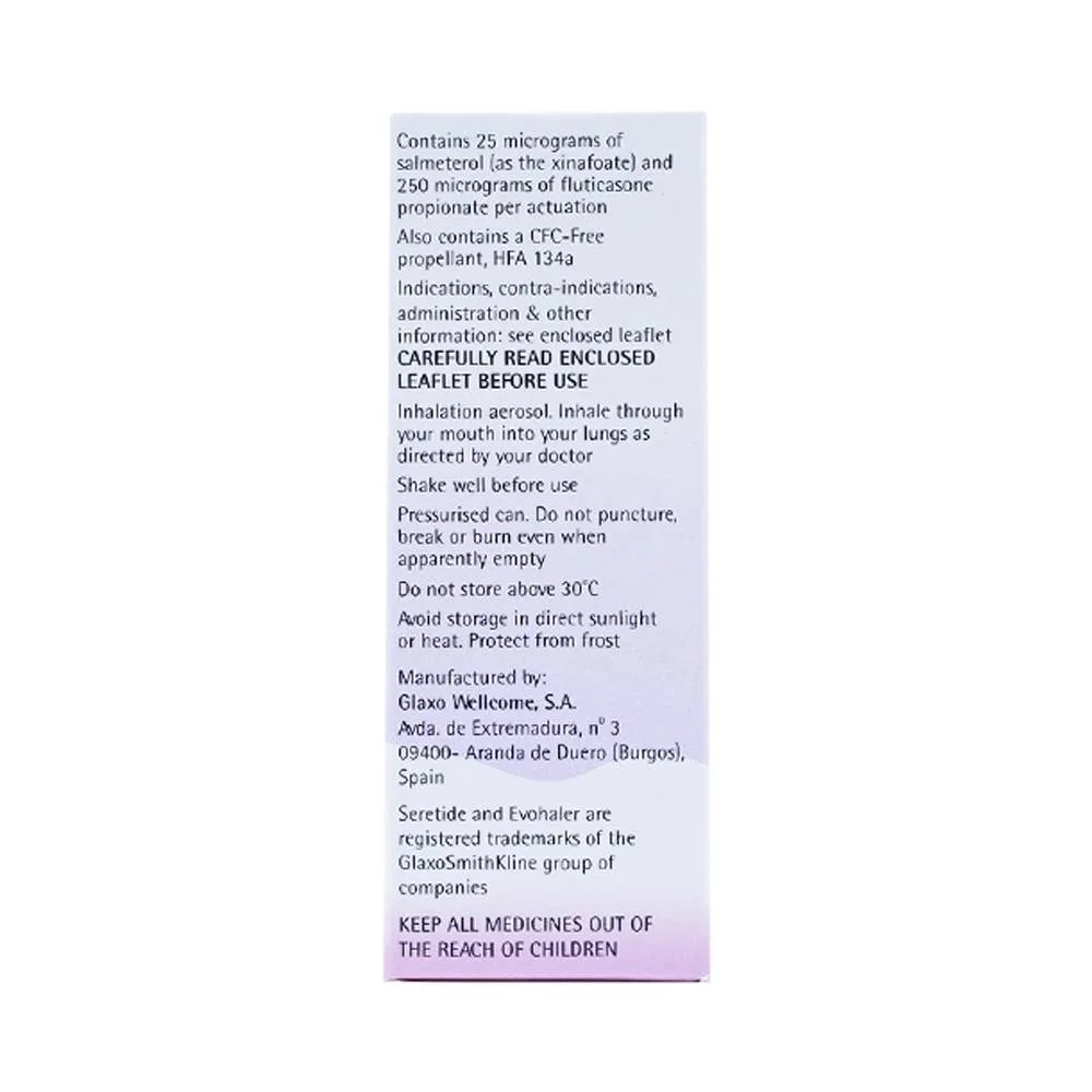 Hình ảnh Khí dung Seretide Evohaler DC 25/250 Gsk điều trị hen phế quản, tắc nghẽn phổi mạn tính (120 liều)