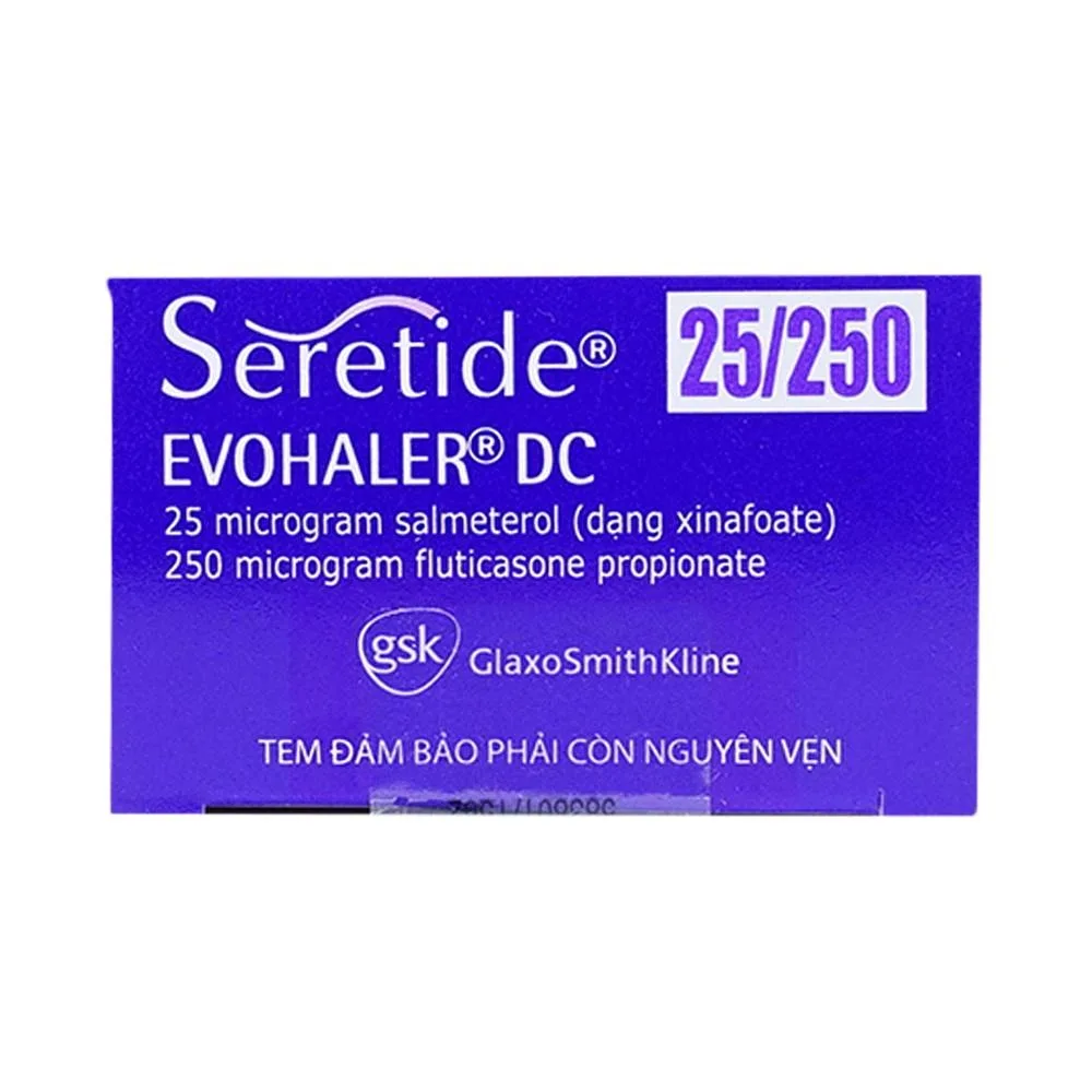 Hình ảnh Khí dung Seretide Evohaler DC 25/250 Gsk điều trị hen phế quản, tắc nghẽn phổi mạn tính (120 liều)