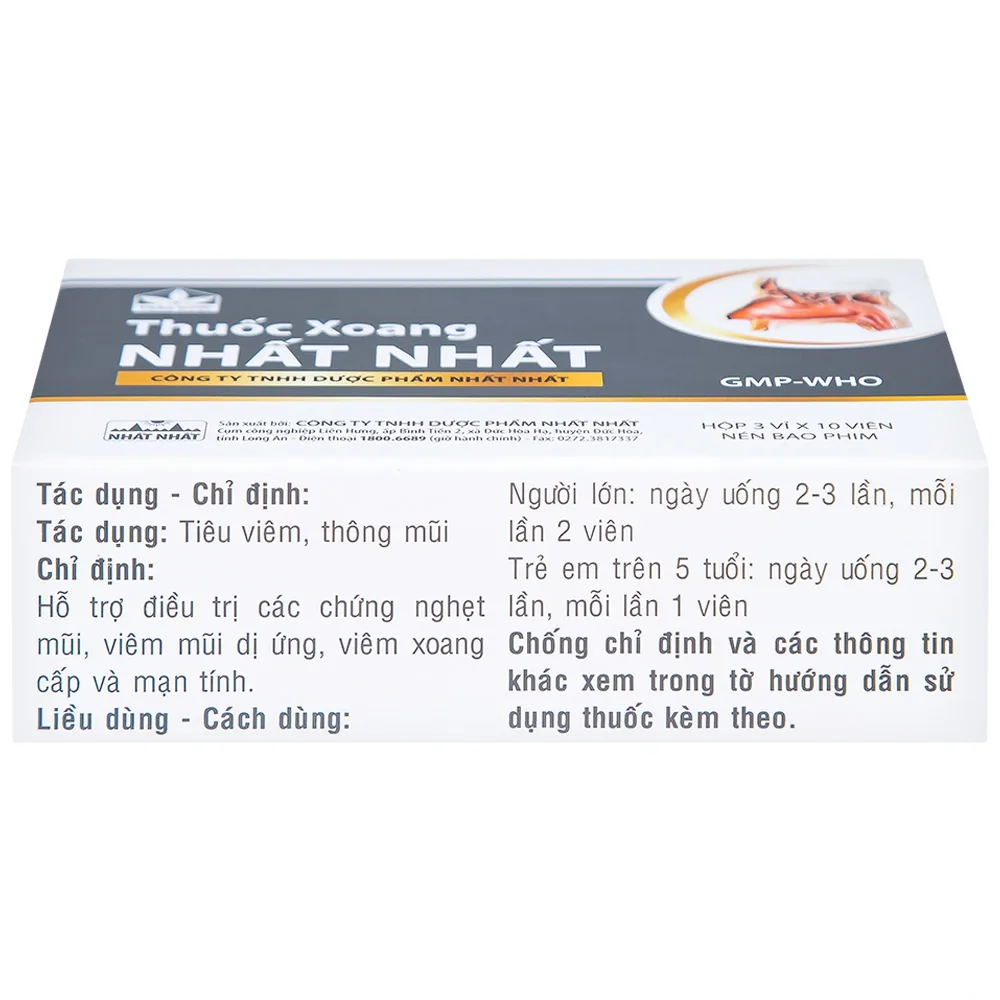 Hình ảnh Thuốc Xoang Nhất Nhất điều trị nghẹt mũi, viêm mũi dị ứng, viêm xoang cấp (3 vỉ x 10 viên)