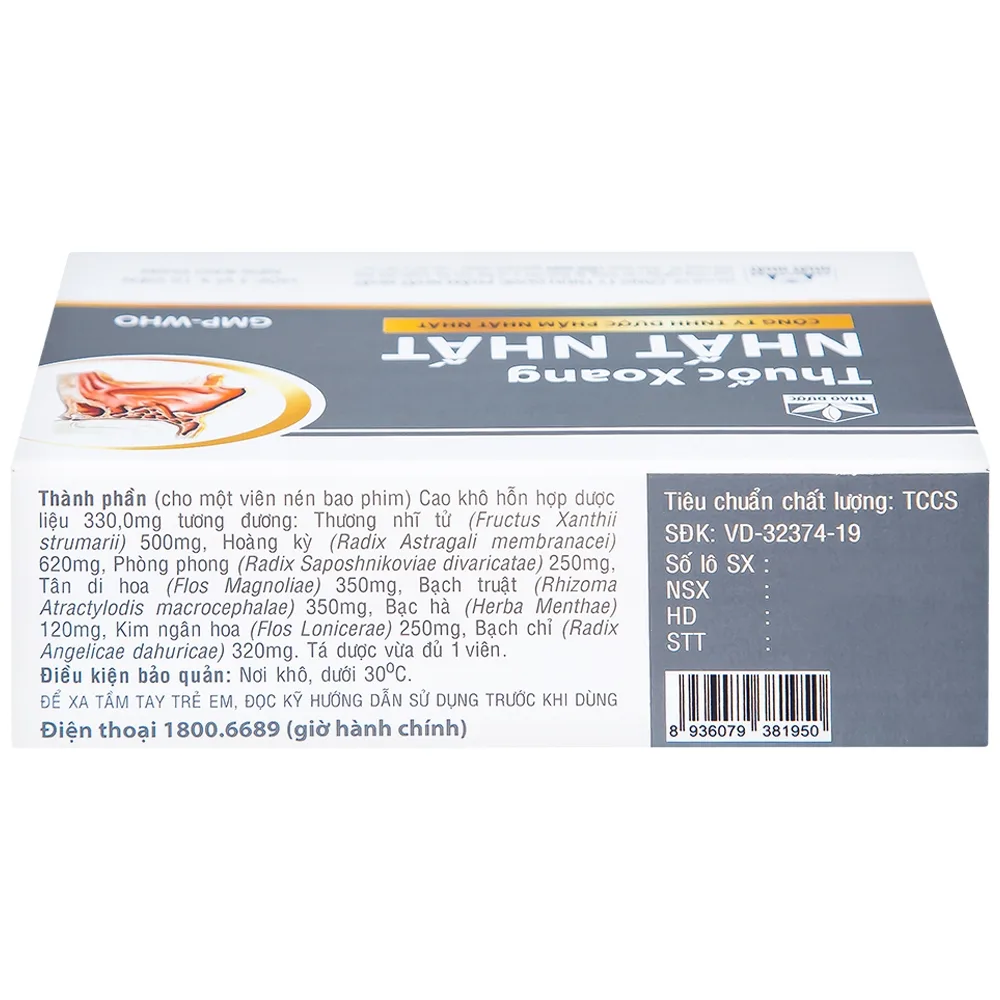 Hình ảnh Thuốc Xoang Nhất Nhất điều trị nghẹt mũi, viêm mũi dị ứng, viêm xoang cấp (3 vỉ x 10 viên)