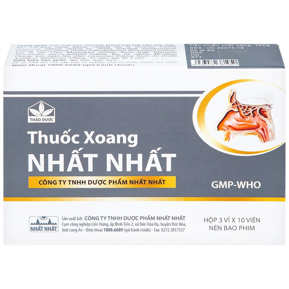 Hình ảnh Thuốc Xoang Nhất Nhất điều trị nghẹt mũi, viêm mũi dị ứng, viêm xoang cấp (3 vỉ x 10 viên)