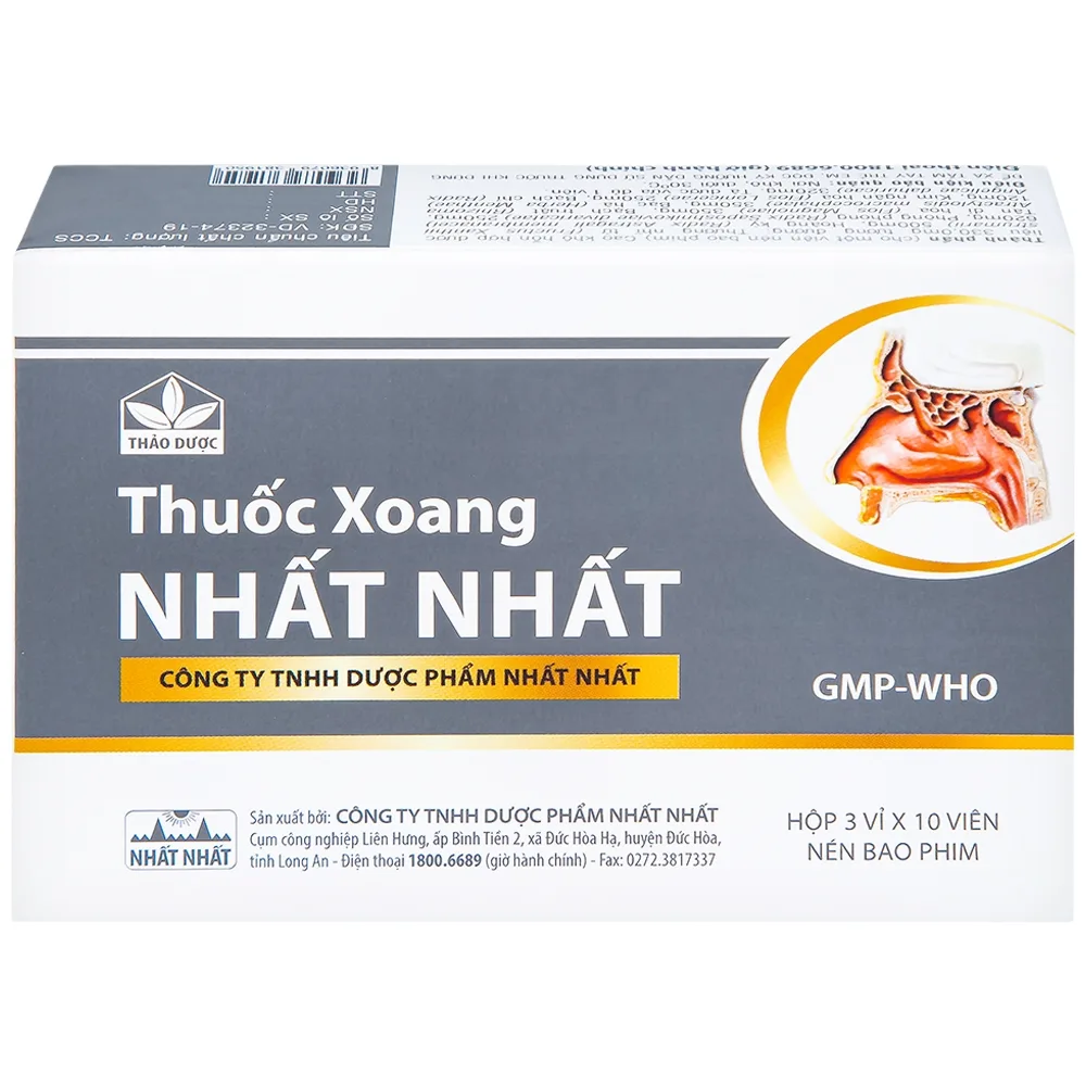 Hình ảnh Thuốc Xoang Nhất Nhất điều trị nghẹt mũi, viêm mũi dị ứng, viêm xoang cấp (3 vỉ x 10 viên)