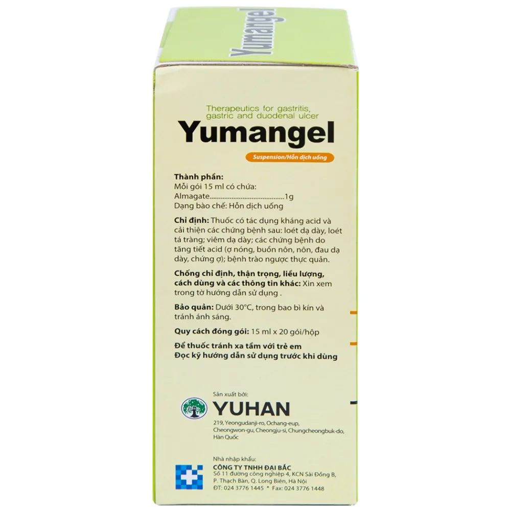 Hình ảnh Hỗn dịch uống Yumangel Yuhan kháng acid và cả thiện loét dạ dày - tá tràng (20 gói x 15ml) 
