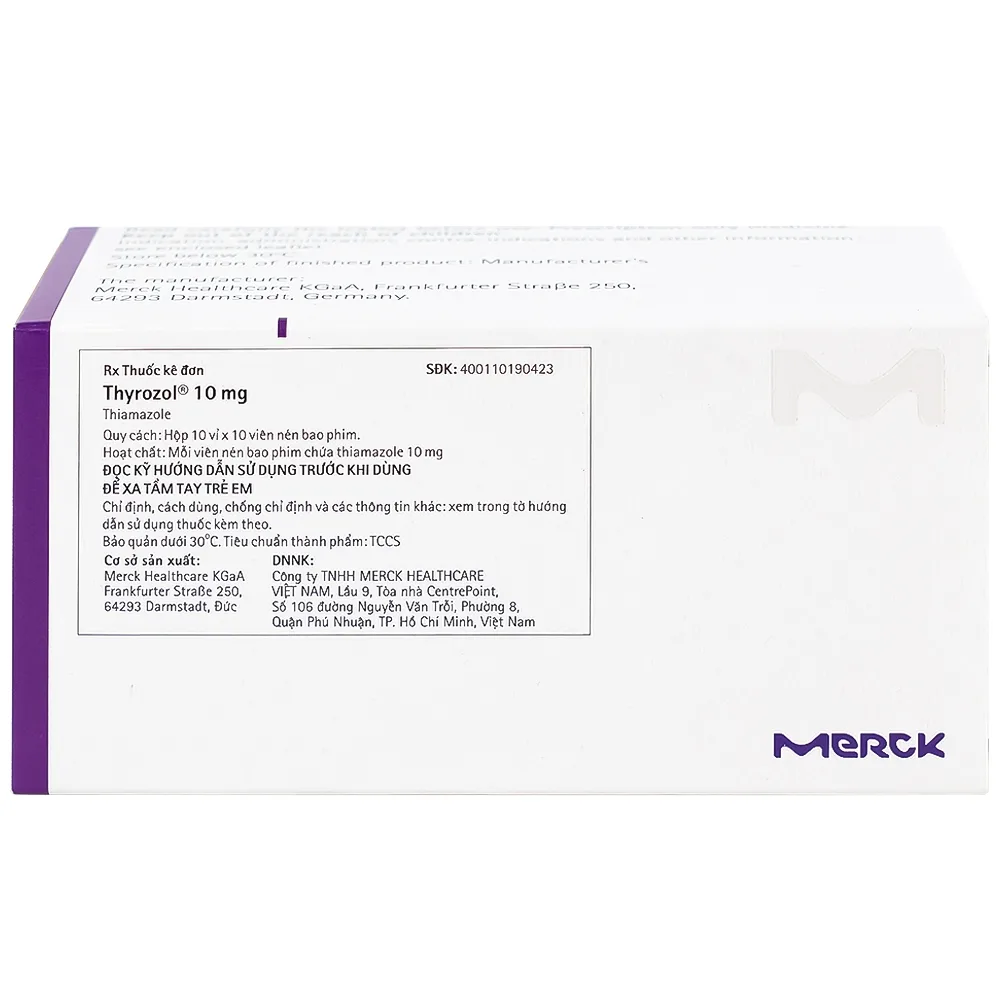 Hình ảnh Thuốc Thyrozol 10mg Merck điều trị cường giáp (10 vỉ x 10 viên)