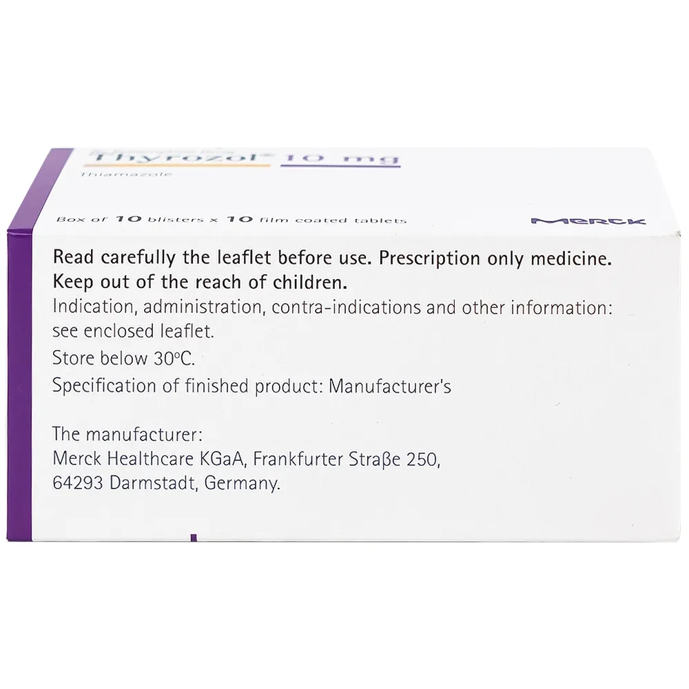 Hình ảnh Thuốc Thyrozol 10mg Merck điều trị cường giáp (10 vỉ x 10 viên)