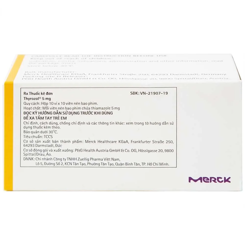 Hình ảnh Thuốc Thyrozol 5mg Merck điều trị cường giáp (10 vỉ x 10 viên)