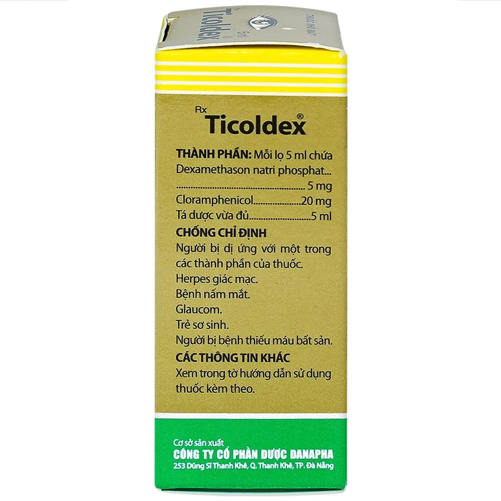 Hình ảnh Thuốc nhỏ mắt Ticoldex Danapha điều trị viêm giác mạc, viêm kết mạc (5ml)