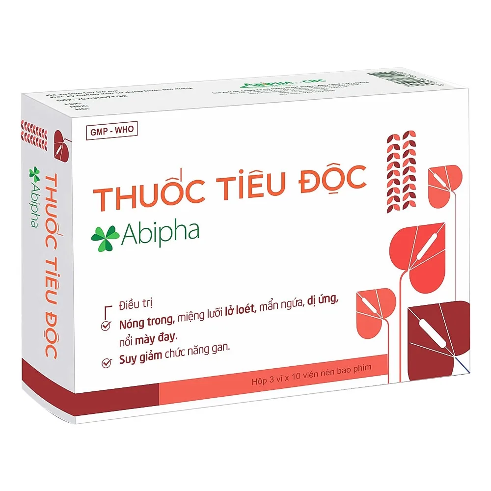 Hình ảnh Thuốc tiêu độc Abipha điều trị nóng trong, miệng lưỡi lở loét, dị ứng, suy giảm chức năng gan (3 vỉ x 10 viên)