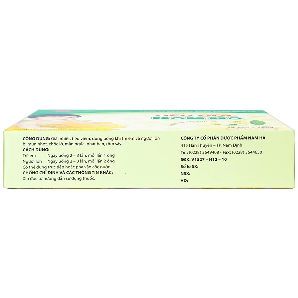Hình ảnh Dung dịch Tiêu Độc Nam Hà giải nhiệt độc, tiêu viêm (20 ống x 10ml)