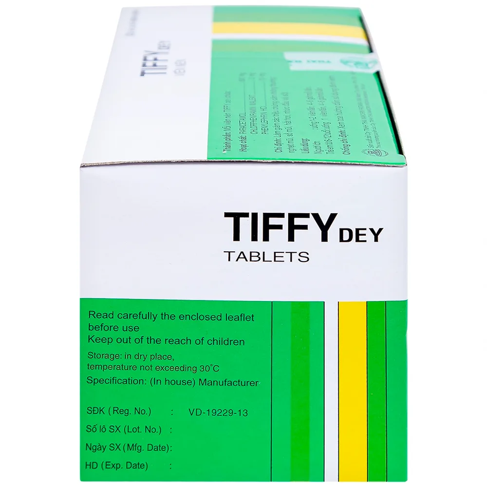 Hình ảnh Thuốc Tiffy Dey Thai Nakorn Patana điều trị nghẹt mũi, sổ mũi (25 vỉ x 4 viên)