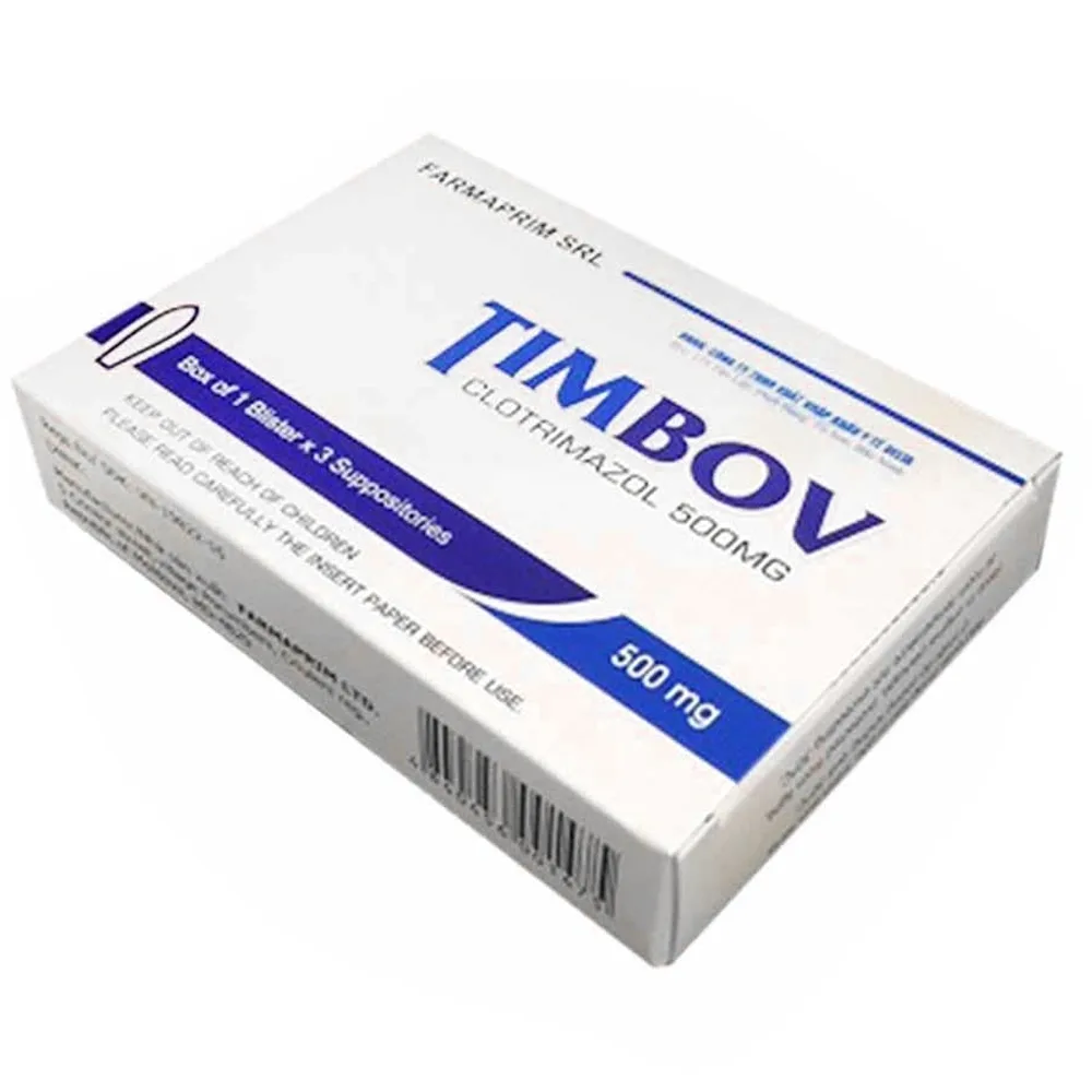 Hình ảnh Viên đặt âm đạo Timbov Farmaprim dùng cho nhiễm khuẩn âm đạo, viêm âm đạo kèm theo huyết trắng (1 vỉ x 3 viên)