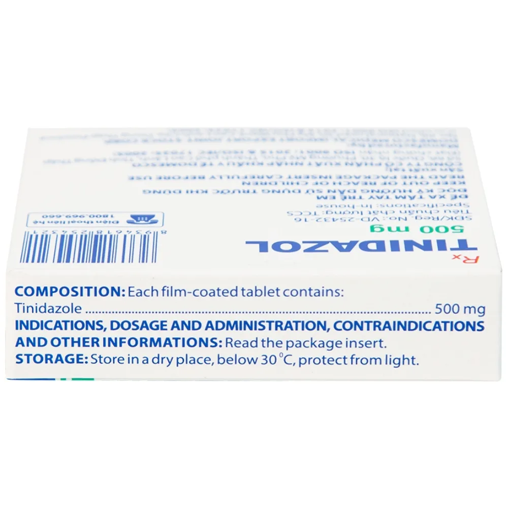 Hình ảnh Thuốc Tinidazol 500mg Domesco dự phòng nhiễm khuẩn sau phẫu thuật (1 vỉ x 4 viên)