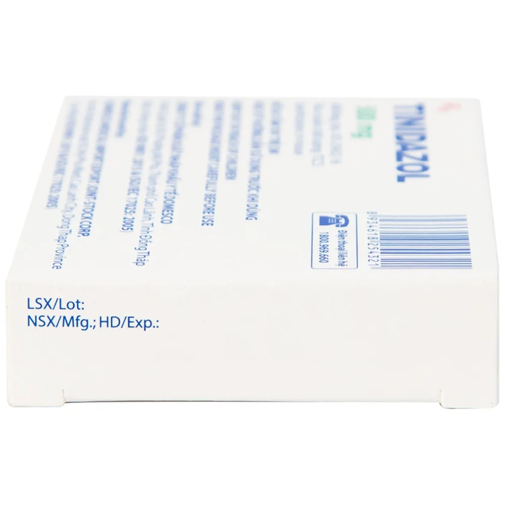 Hình ảnh Thuốc Tinidazol 500mg Domesco dự phòng nhiễm khuẩn sau phẫu thuật (1 vỉ x 4 viên)