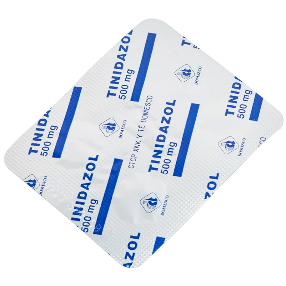 Hình ảnh Thuốc Tinidazol 500mg Domesco dự phòng nhiễm khuẩn sau phẫu thuật (1 vỉ x 4 viên)