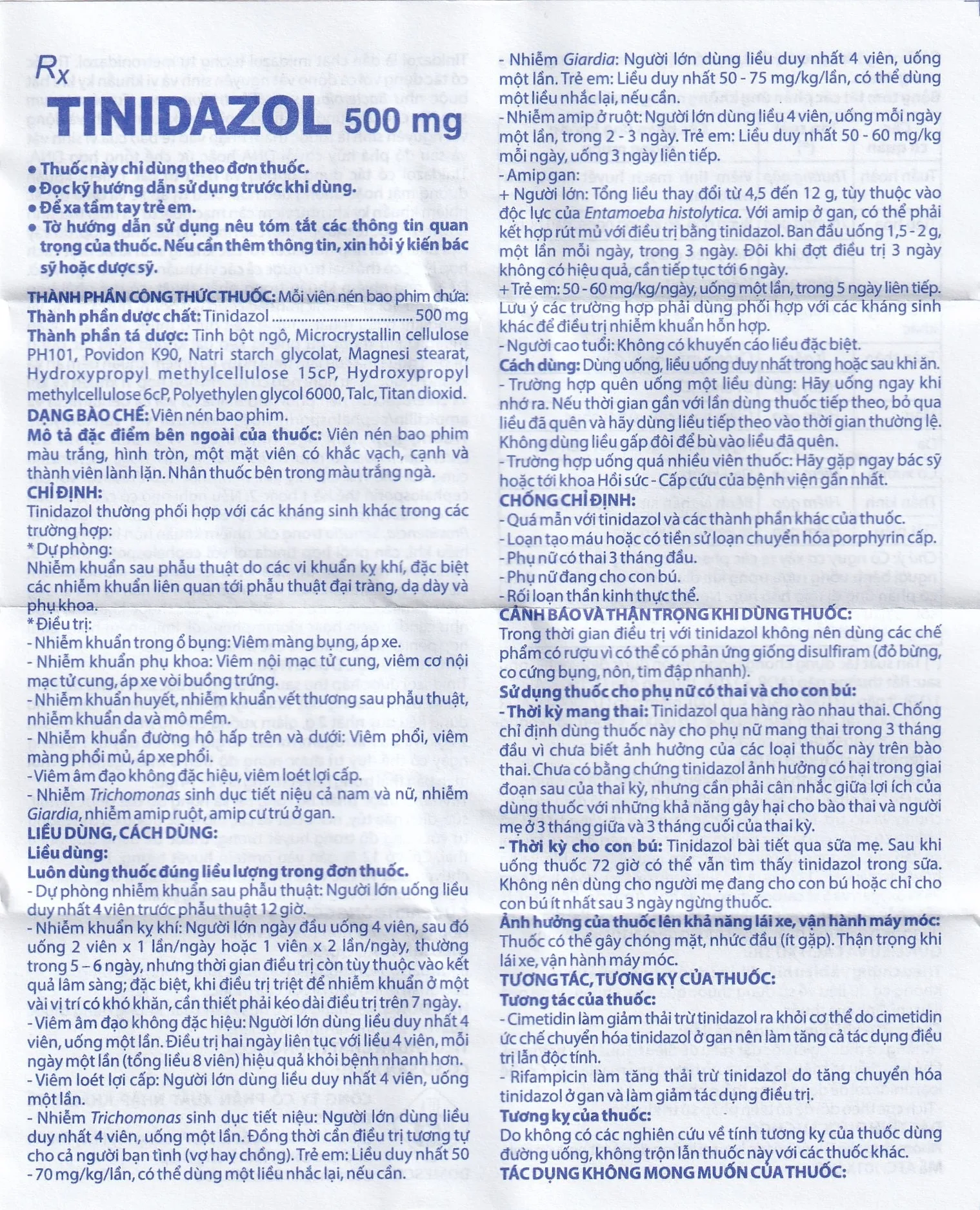 Hình ảnh Thuốc Tinidazol 500mg Domesco dự phòng nhiễm khuẩn sau phẫu thuật (1 vỉ x 4 viên)
