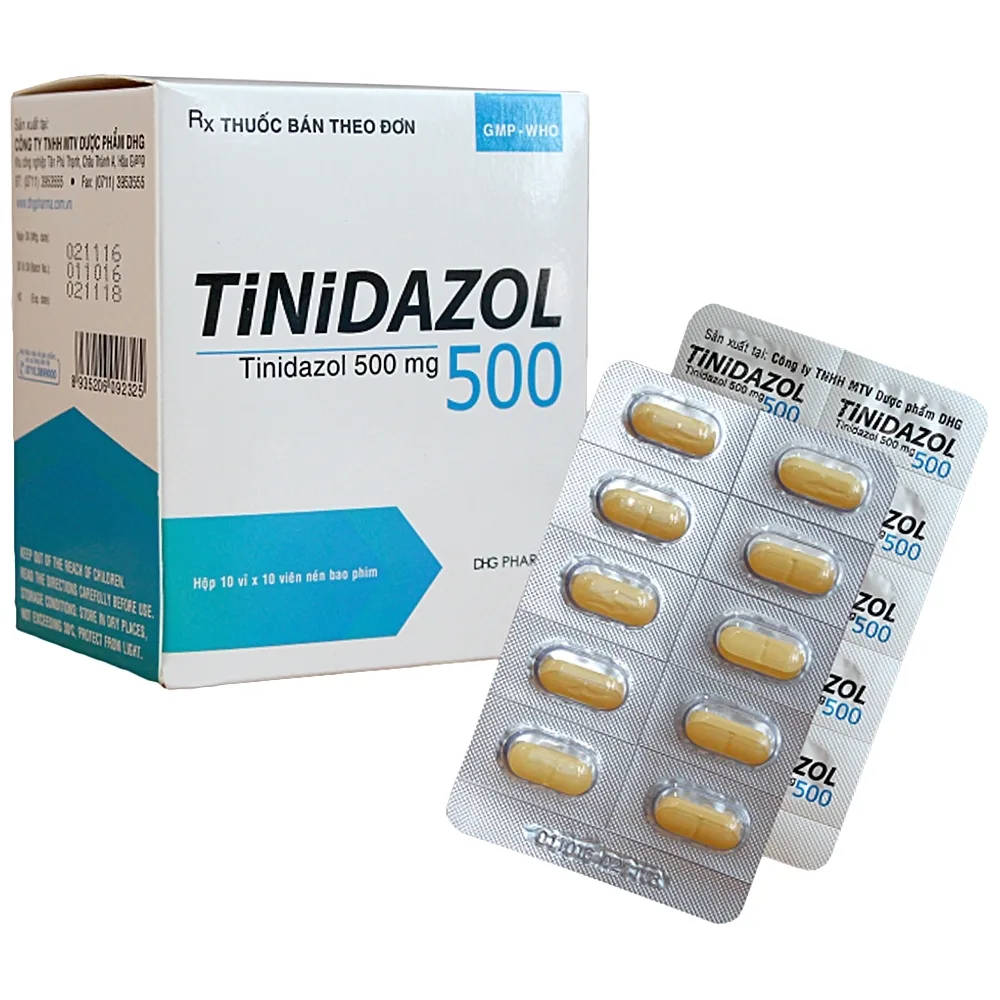 Hình ảnh Thuốc Tinidazol 500 DHG dự phòng nhiễm khuẩn sau phẫu thuật (10 vỉ x 10 viên)