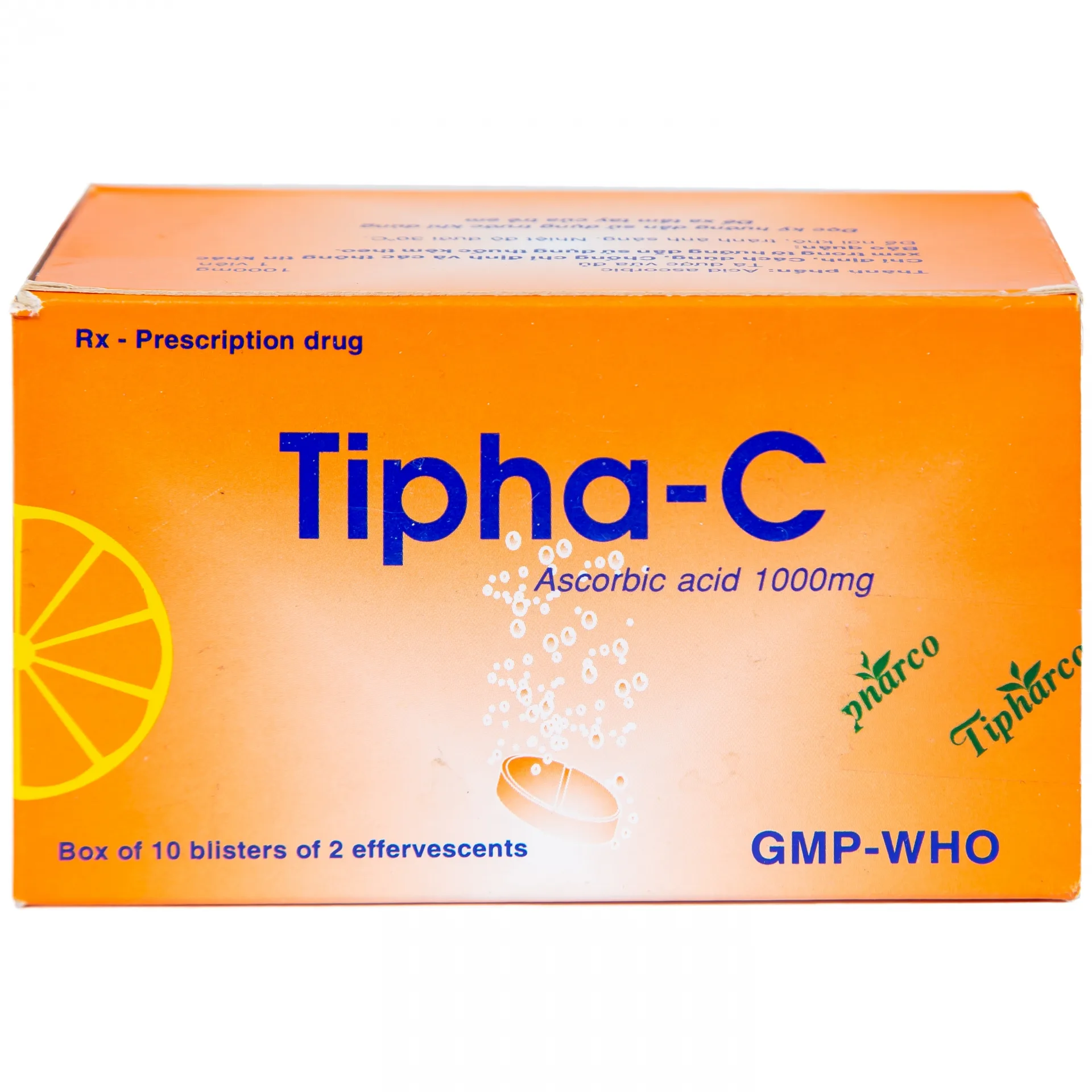 Hình ảnh Viên sủi Tipha-C 1000mg Tipharco điều trị thiếu vitamin C (10 vỉ x 2 viên)