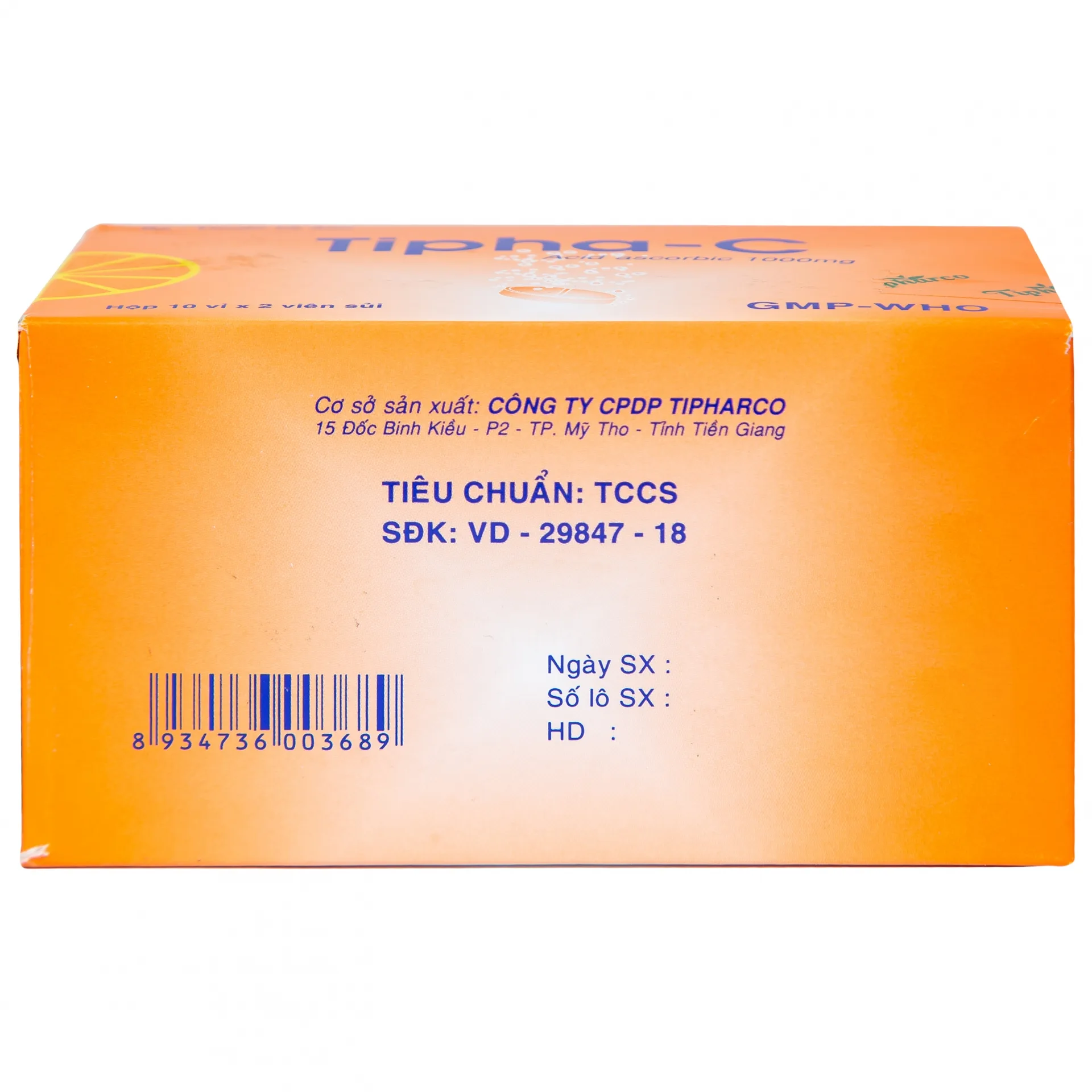Hình ảnh Viên sủi Tipha-C 1000mg Tipharco điều trị thiếu vitamin C (10 vỉ x 2 viên)