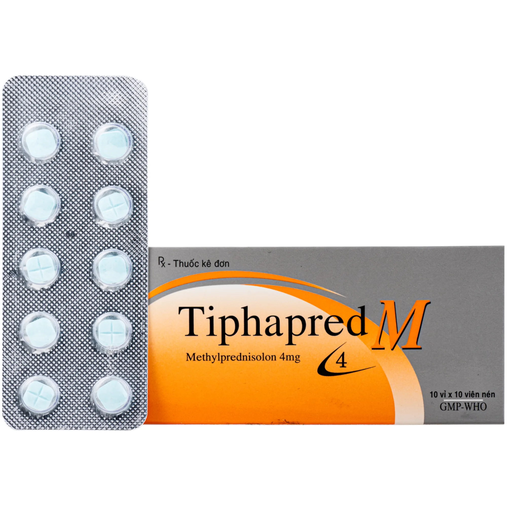 Hình ảnh Thuốc Tiphapred M 4mg Tipharco điều trị viêm khớp dạng thấp, lupus ban đỏ, hen phế quản và các bệnh dị ứng nặng (10 vỉ 10 viên)