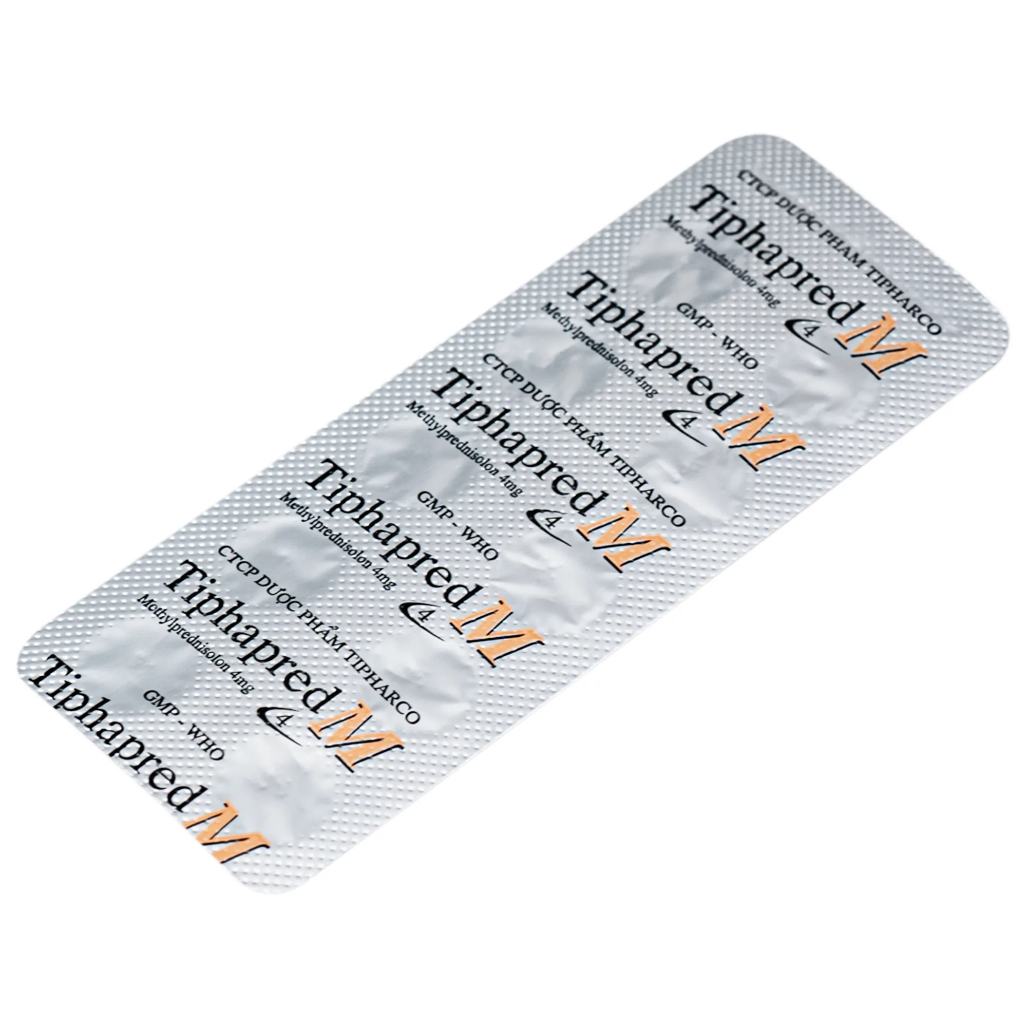 Hình ảnh Thuốc Tiphapred M 4mg Tipharco điều trị viêm khớp dạng thấp, lupus ban đỏ, hen phế quản và các bệnh dị ứng nặng (10 vỉ 10 viên)