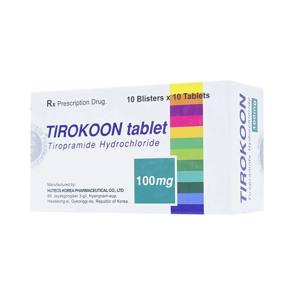 Hình ảnh Thuốc Tirokoon 100mg Hutecs điều trị co thắt dạ dày ruột (10 vỉ x 10 viên)
