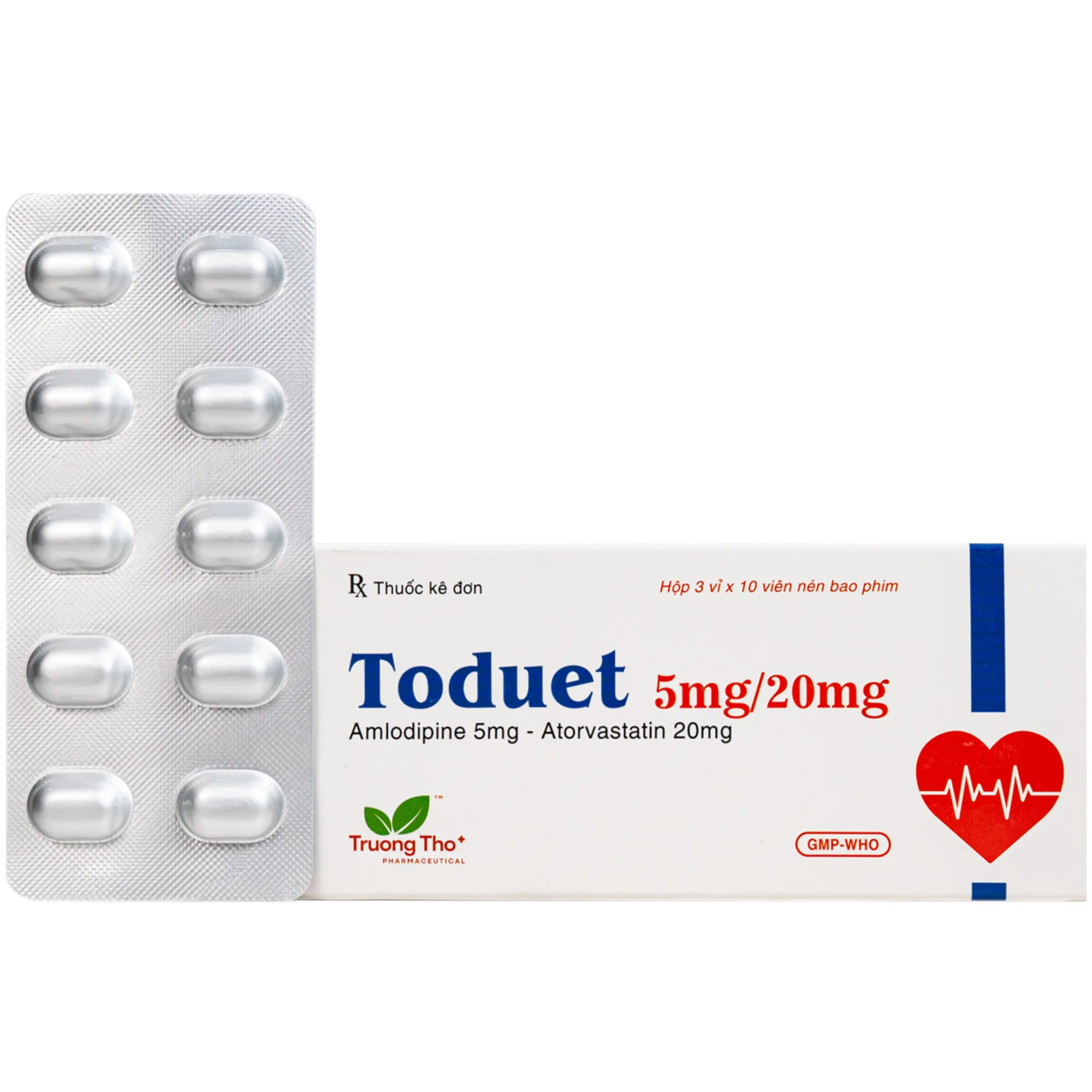 Hình ảnh Thuốc Toduet 5mg/20mg điều trị tăng huyết áp kèm rối loạn lipid máu (3 vỉ x 10 viên)