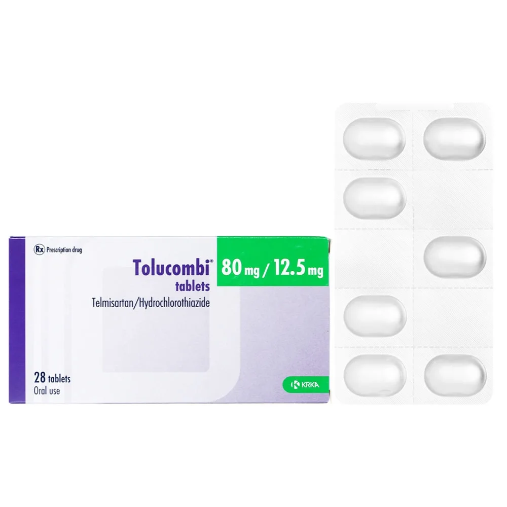 Hình ảnh Thuốc Tolucombi Tablets 80Mg/12.5Mg Krka điều trị tăng huyết áp vô căn (4 vỉ x 7 viên)