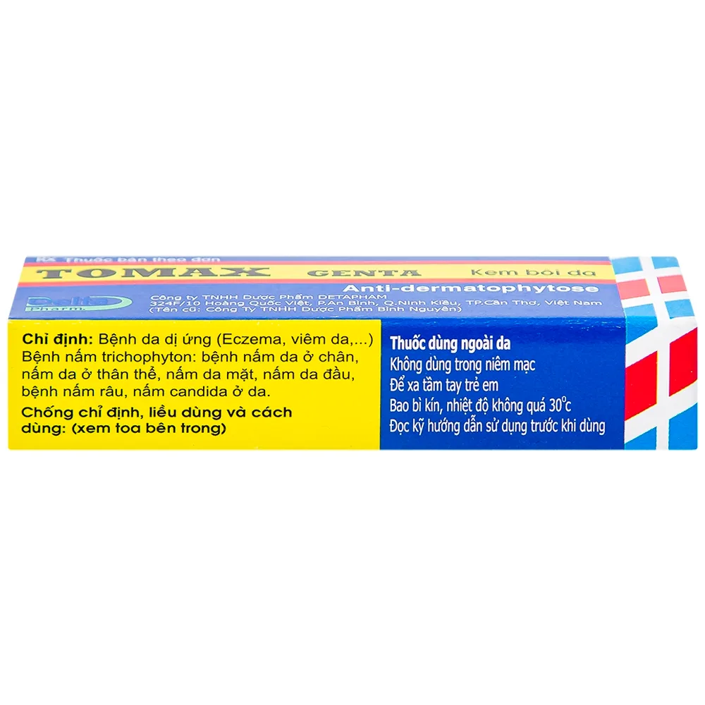 Hình ảnh Kem bôi da Tomax Genta Detapharm điều trị bệnh da dị ứng (6g)