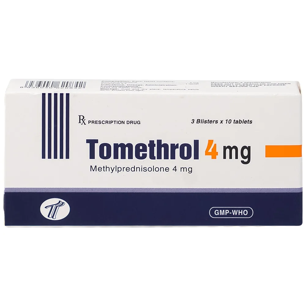 Hình ảnh Thuốc Tomethrol 4mg điều trị rối loạn do thấp khớp ( 3 vỉ x 10 viên)