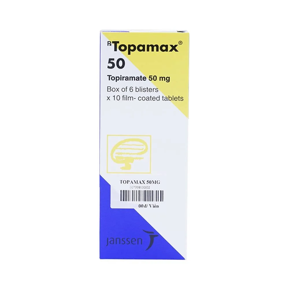 Hình ảnh Thuốc Topamax 50 Janssen điều trị động kinh cục bộ, dự phòng đau nửa đầu (6 vỉ x 10 viên)