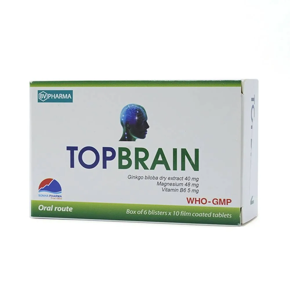 Hình ảnh Thuốc Topbrain BV Pharma điều trị tăng tuần hoàn não, tăng cường trí nhớ (6 vỉ x 10 viên)